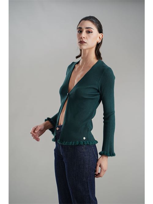 Cardigan in viscosa Nualy | I25NAH360VERDE BOSCO